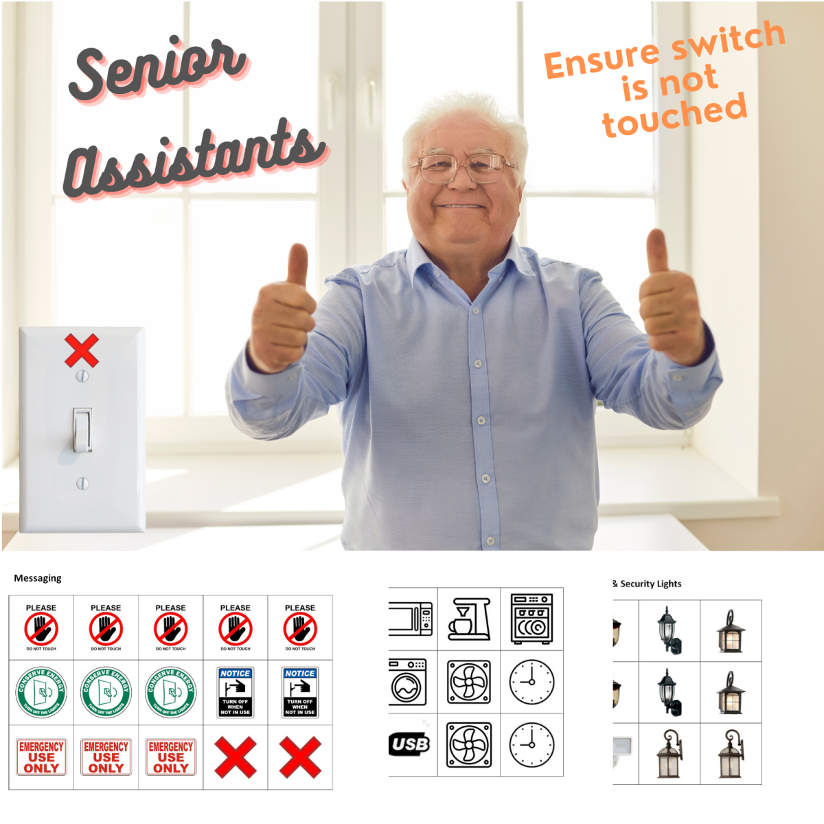 SENIOR ASSISTANTS: Labels Help Seniors Quickly Identify Lighting