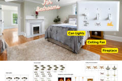 BEDROOMS: Correct Switch labels help will quick identification of primary lights (main, ceiling fan,  recessed lights). Correct Switch even covers fireplaces and spot lights.