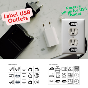 usb charger - outlet labels