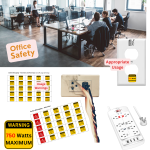 energy conservation tips for work - safety awareness labels